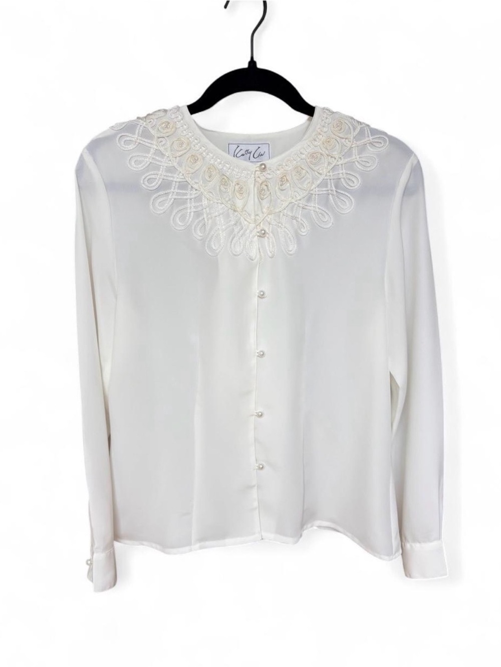 Vintage Kathy Che White Silky Blouse